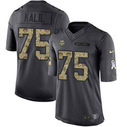 Mens Minnesota Vikings 75 Matt Kalil Black Anthracite 2016 Salute To Service Stitched Nfl Nike Limited Jersey