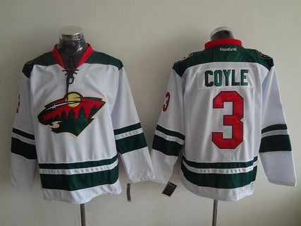 Mens Minnesota Wild 3 Charlie Coyle Reebok White Away Premier Hockey Jersey