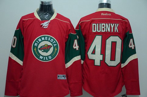 Mens Minnesota Wild 40 Devan Dubnyk Red Reebok Hockey Jersey