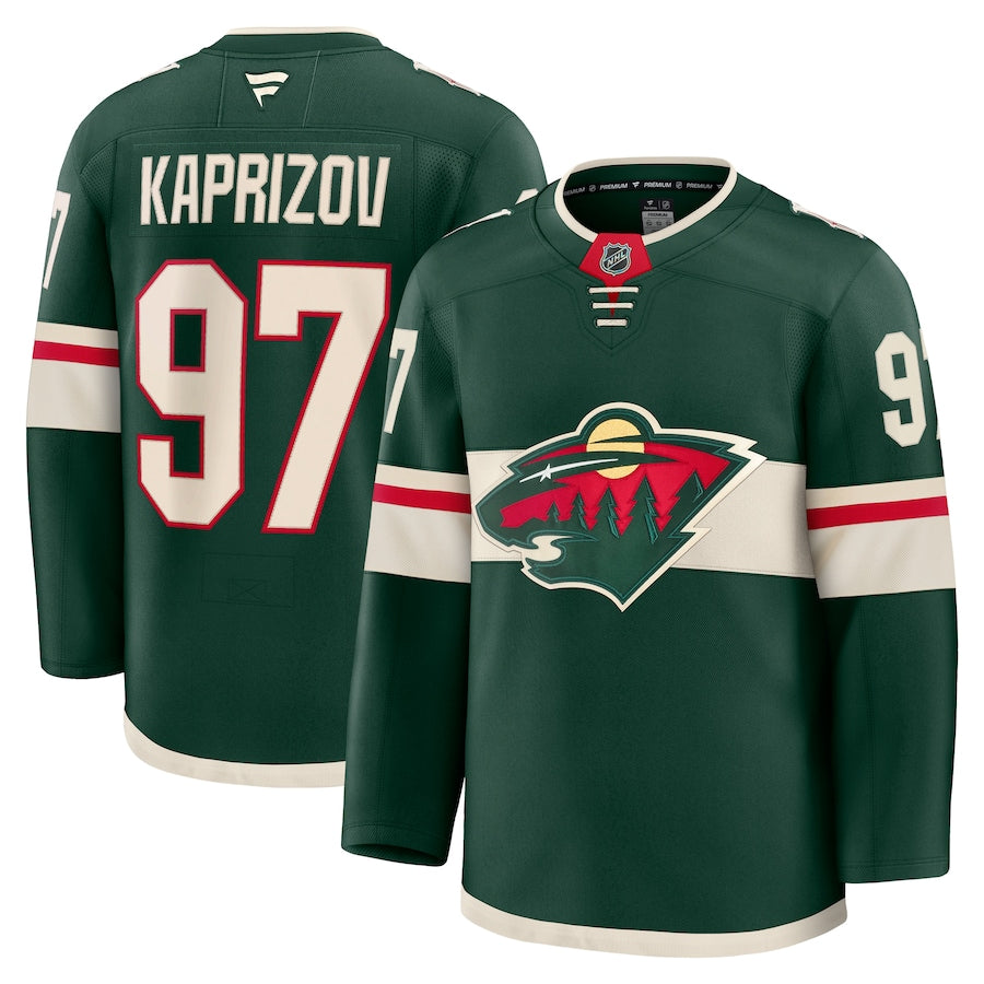 Men's Minnesota Wild #97 Kirill Kaprizov Home Premium Jersey Green