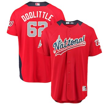 Mens National League 62 Sean Doolittle Majestic Red 2018 Mlb All star Game Home Run Derby Player Jersey