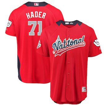 Mens National League 71 Josh Hader Majestic Red 2018 Mlb All star Game Home Run Derby Player Jersey