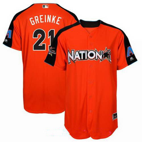 Mens National League Arizona Diamondbacks 21 Zack Greinke Majestic Orange 2017 Mlb All star Game Home Run Derby Player Jersey