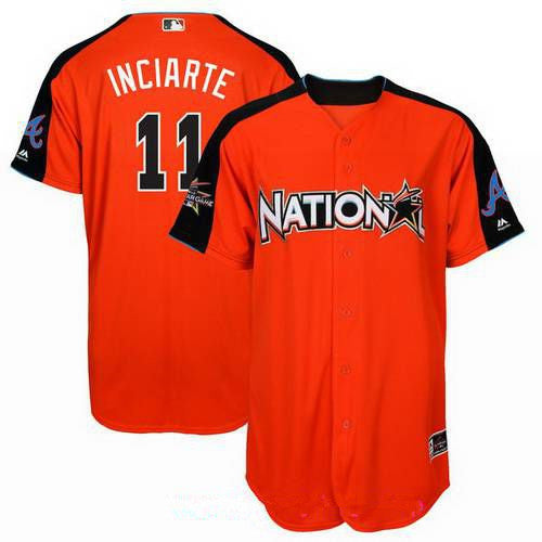 Mens National League Atlanta Braves 11 Ender Inciarte Majestic Orange 2017 Mlb All star Game Home Run Derby Player Jersey