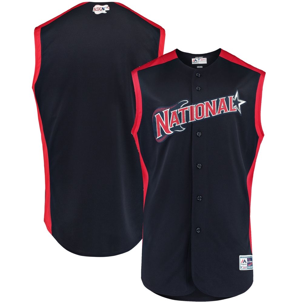 Mens National League Majestic Navy And Red 2019 Mlb All Star Game Workout Team Jersey Gift For Fans