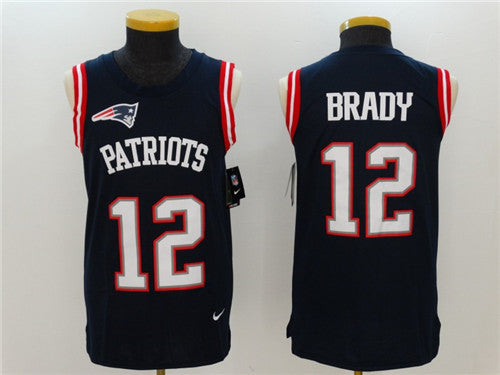 Mens New England Patriots 12 Tom Brady Navy Blue Color Rush 2017 Vest Stitched Nfl Nike Tank Top Jersey