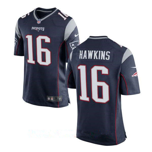 Mens New England Patriots 16 Andrew Hawkins Navy Blue Team Color Stitched Nfl Nike Elite Jersey