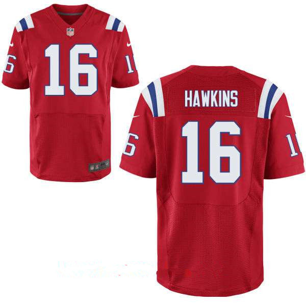Mens New England Patriots 16 Andrew Hawkins Red Alternate Stitched Nfl Nike Elite Jersey