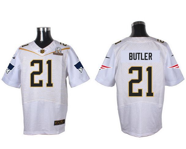 Mens New England Patriots 21 Malcolm Butler White 2016 Pro Bowl Nike Elite Jersey