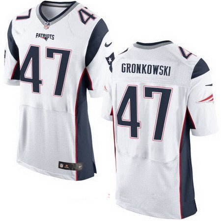 Mens New England Patriots 47 Glenn Gronkowski White Road Stitched Nfl Nike Elite Jersey