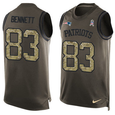 Mens New England Patriots 83 Martellus Bennett Green Salute To Service Hot Pressing Player Name Number Nike Nfl Tank Top Jersey