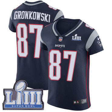 Mens New England Patriots 87 Rob Gronkowski Navy Blue Nike Nfl Home Vapor Untouchable Super Bowl Liii Bound Elite Jersey