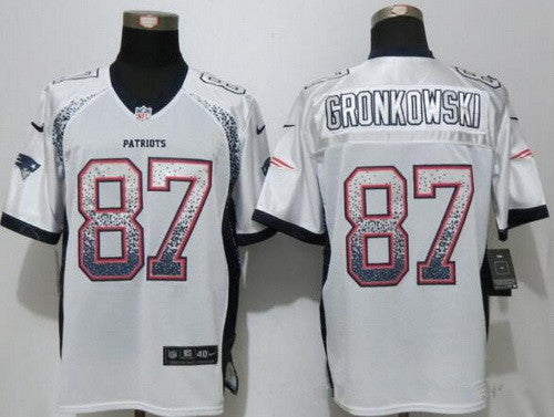 Mens New England Patriots 87 Rob Gronkowski White Drift Stitched Nfl Nike Fashion Jersey