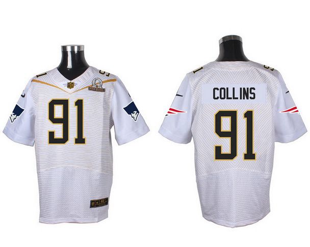 Mens New England Patriots 91 Jamie Collins White 2016 Pro Bowl Nike Elite Jersey
