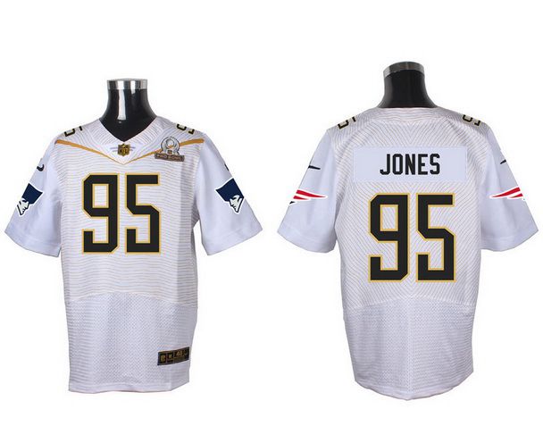 Mens New England Patriots 95 Chandler Jones White 2016 Pro Bowl Nike Elite Jersey