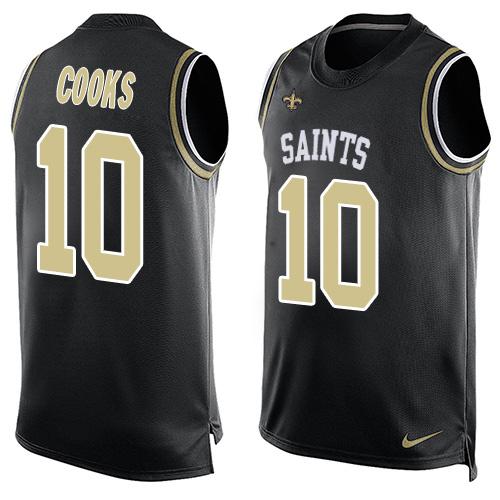 Mens New Orleans Saints 10 Brandin Cooks Black Hot Pressing Player Name Number Nike Nfl Tank Top Jersey