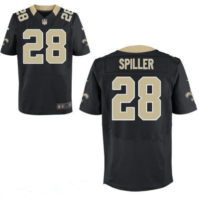 Mens New Orleans Saints 28 Cj Spiller Black Team Color Stitched Nfl Nike Game Jersey