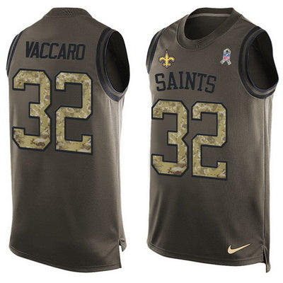 Mens New Orleans Saints 32 Kenny Vaccaro Green Salute To Service Hot Pressing Player Name Number Nike Nfl Tank Top Jersey