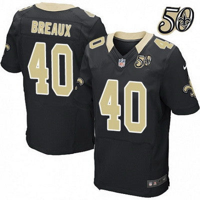 Mens New Orleans Saints 40 Delvin Breaux Black 50th Season Patch Stitched Nfl Nike Elite Jersey