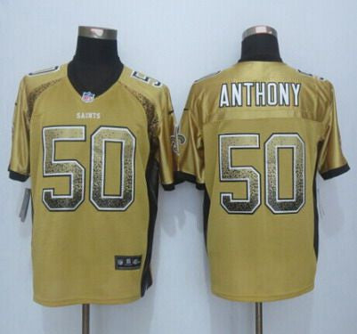 Mens New Orleans Saints 50 Stephone Anthony Nike Drift Fashion Gold Elite Jersey