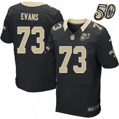 Mens New Orleans Saints 73 Jahri Evans Black 50th Season Patch Stitched Nfl Nike Elite Jersey
