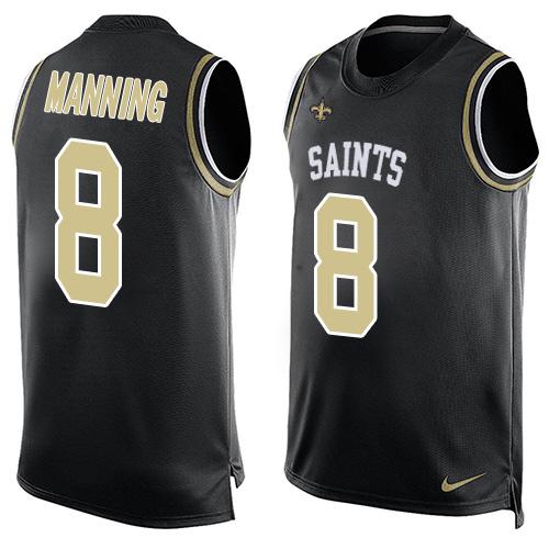 Mens New Orleans Saints 8 Archie Manning Black Hot Pressing Player Name Number Nike Nfl Tank Top Jersey