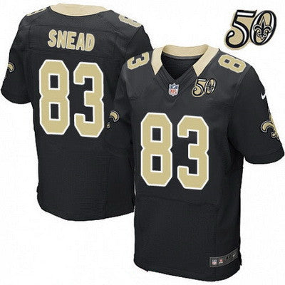 Mens New Orleans Saints 83 Willie Snead Black 50th Season Patch Stitched Nfl Nike Elite Jersey