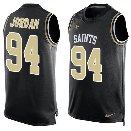 Mens New Orleans Saints 94 Cameron Jordan Black Hot Pressing Player Name Number Nike Nfl Tank Top Jersey