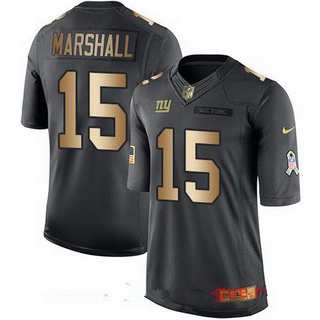 Mens New York Giants 15 Brandon Marshall Anthracite Gold 2016 Salute To Service Stitched Nfl Nike Limited Jersey