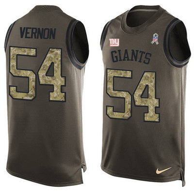 Mens New York Giants 54 Olivier Vernon Green Salute To Service Hot Pressing Player Name Number Nike Nfl Tank Top Jersey