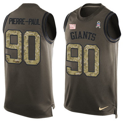 Mens New York Giants 90 Jason Pierre paul Green Salute To Service Hot Pressing Player Name Number Nike Nfl Tank Top Jersey