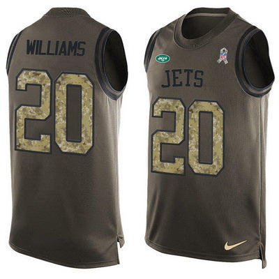 Mens New York Jets 20 Marcus Williams Green Salute To Service Hot Pressing Player Name Number Nike Nfl Tank Top Jersey