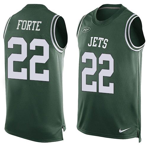 Mens New York Jets 22 Matt Forte Green Hot Pressing Player Name Number Nike Nfl Tank Top Jersey