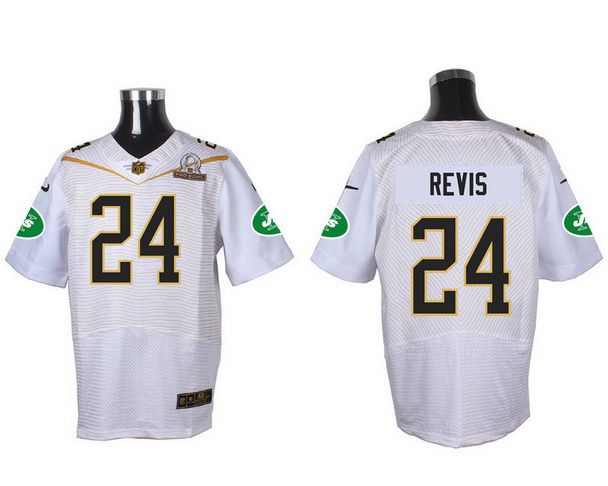 Mens New York Jets 24 Darrelle Revis White 2016 Pro Bowl Nike Elite Jersey