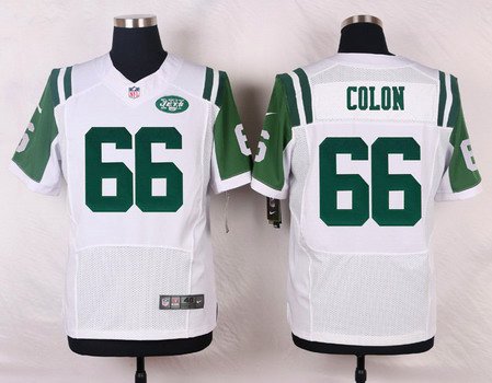 Mens New York Jets 66 Willie Colon White Road Nfl Nike Elite Jersey