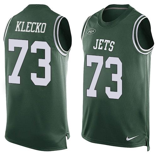 Mens New York Jets 73 Joe Klecko Green Hot Pressing Player Name Number Nike Nfl Tank Top Jersey