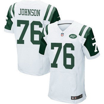Mens New York Jets 76 Wesley Johnson White Road Nfl Nike Elite Jersey