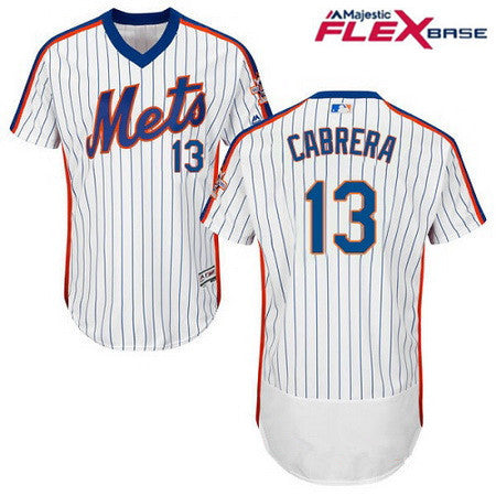 Mens New York Mets 13 Asdrubal Cabrera White Pullover Stitched Mlb Majestic Flex Base Jersey