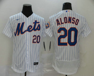 Mens New York Mets 20 Pete Alonso White Stitched Mlb Flex Base Nike Jersey