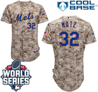 Mens New York Mets 32 Steven Matz Camo Cool Base Baseball Jersey With 2015 World Series Participant Patch