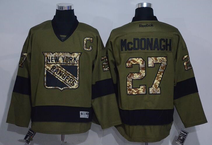 Mens New York Rangers 27 Ryan Mcdonagh Green Salute To Service Stitched Nhl Reebok Hockey Jersey