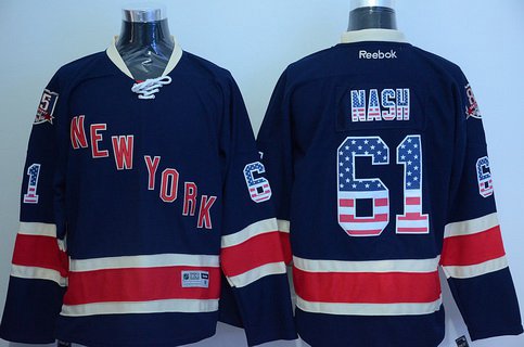Mens New York Rangers 61 Rick Nash Navy Blue Usa Flag Hockey Jersey