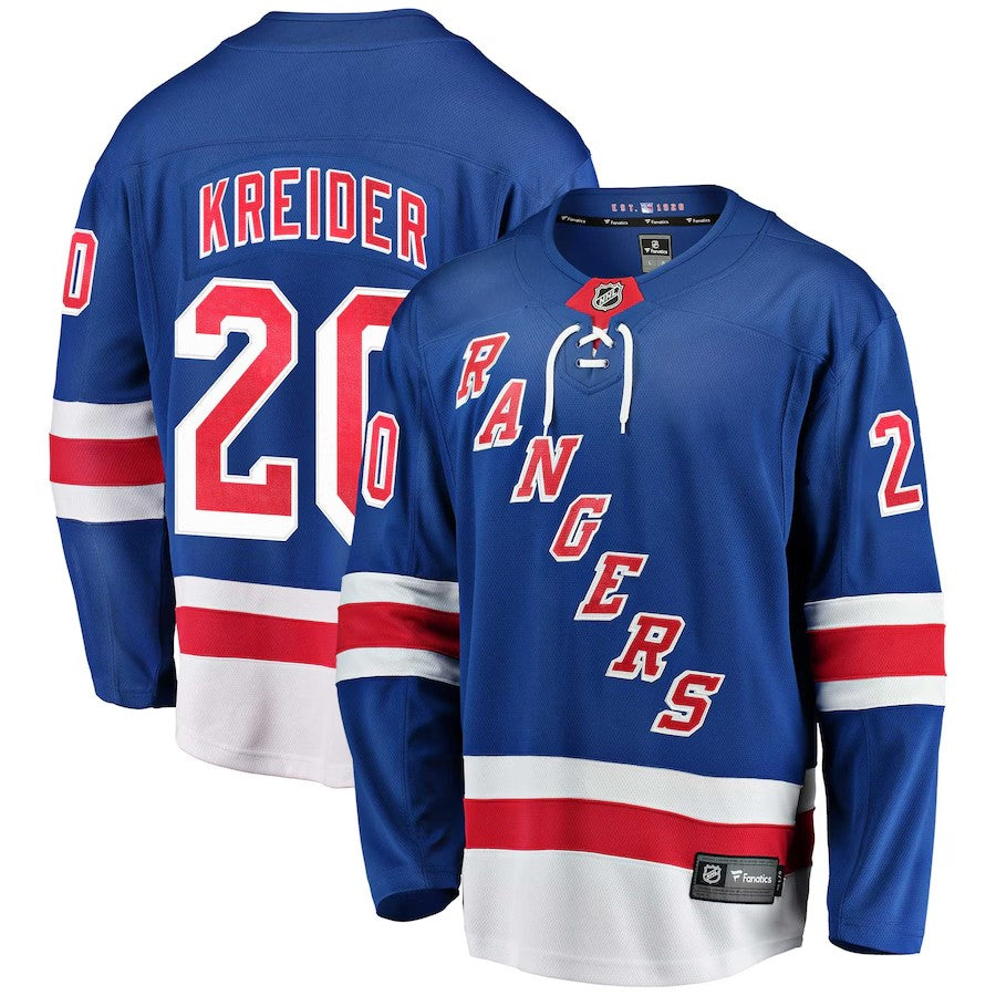 Men's New York Rangers #20 Chris Kreider Home Premier Breakaway Player Jersey Bl