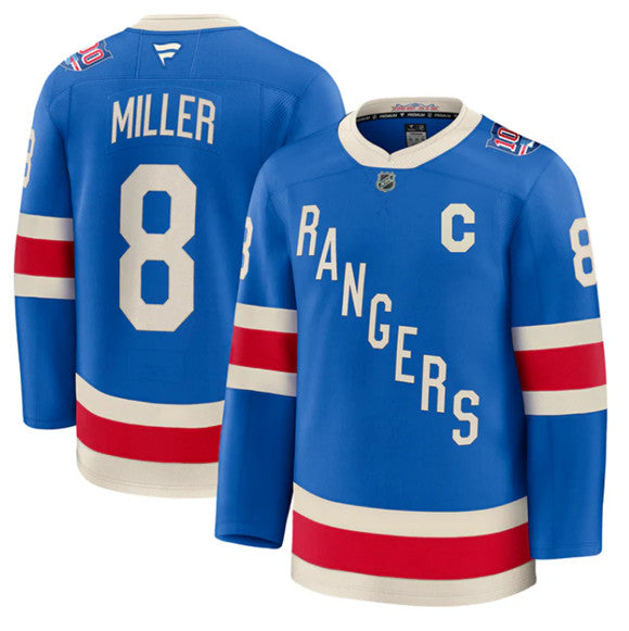 Men's New York Rangers #8 JT Miller Jersey Blue Centennial With C Patch Stitched