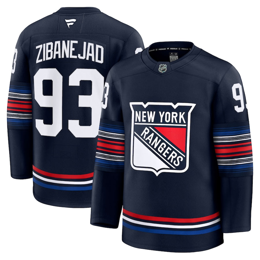 Men's New York Rangers #93 Mika Zibanejad Alternate Premium Jersey Navy