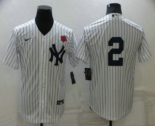 Mens New York Yankees 2 Derek Jeter New White No Name Stitched Mlb Nike Cool Base Throwback Jersey
