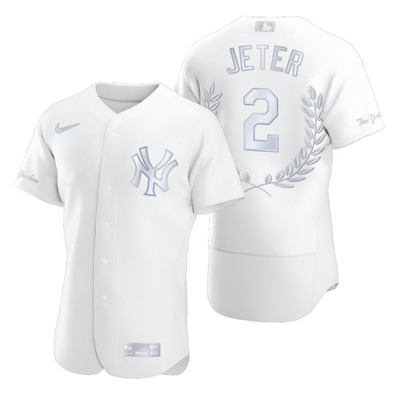 Mens New York Yankees 2 Derek Jeter White Nike Flexbase Fashion Jersey