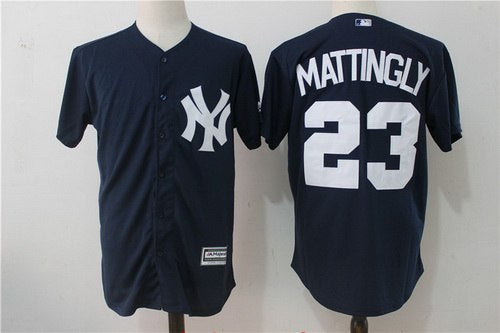 Mens New York Yankees 23 Don Mattingly Navy Blue Stitched Mlb Majestic Cool Base Jersey