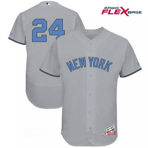 Mens New York Yankees 24 Gary Sanchez Gray With Baby Blue Fathers Day Stitched Mlb Majestic Flex Base Jersey