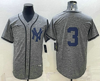 Mens New York Yankees 3 Babe Ruth No Name Grey Gridiron Cool Base Stitched Jersey